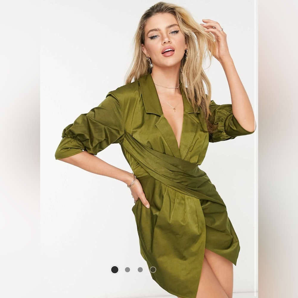 Olive Green Wrap Dress